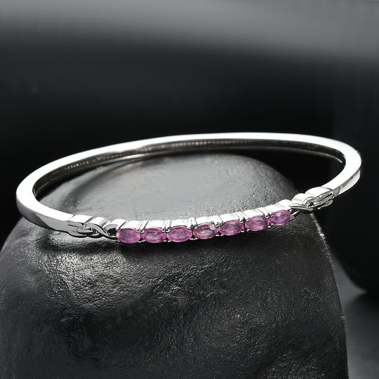 EVER TRUE Ilakaka Rosa Saphir (Fissure gefüllt) Armreif ca. 19 cm 316L Edelstahl ca. 2,51 ct.