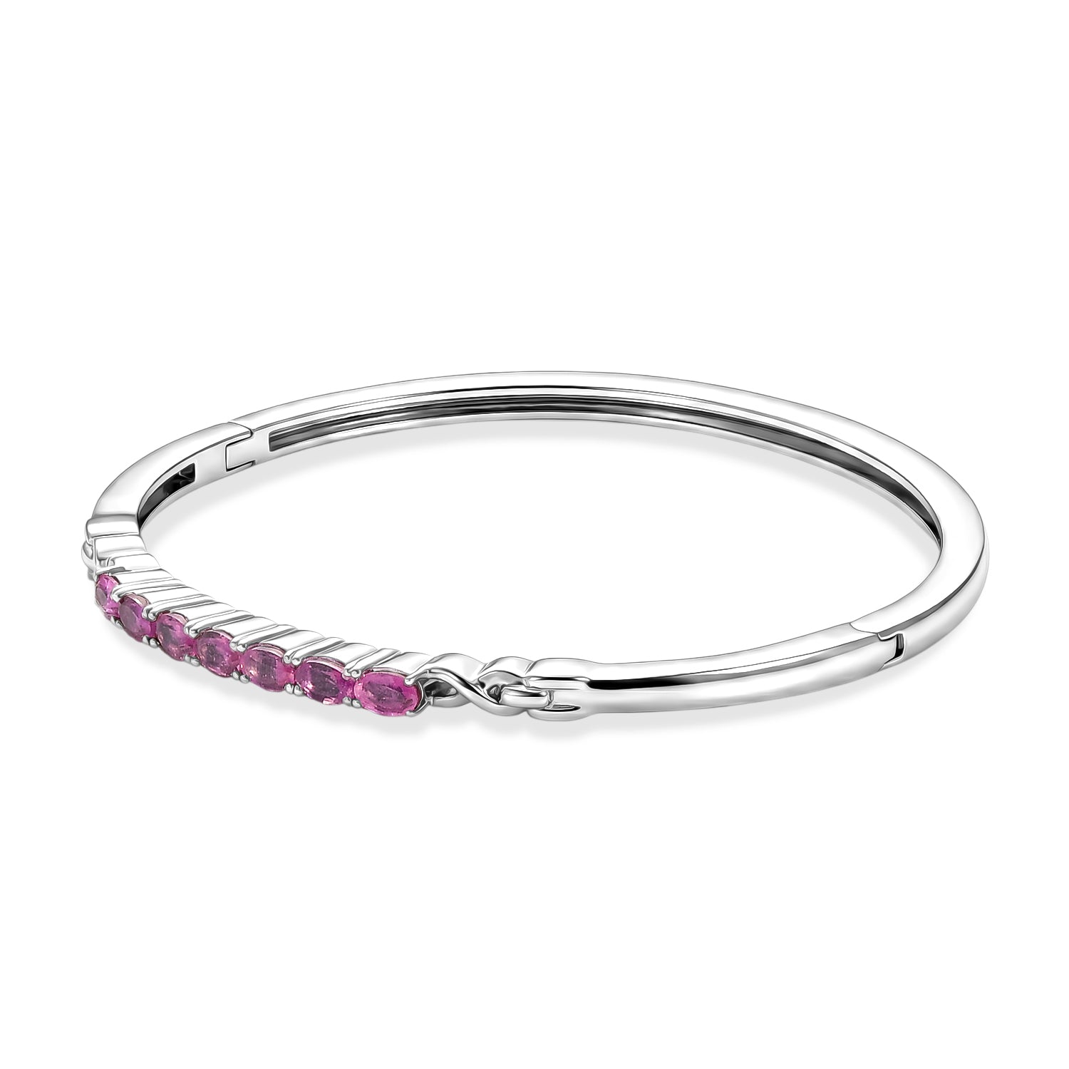 EVER TRUE Ilakaka Rosa Saphir (Fissure gefüllt) Armreif ca. 19 cm 316L Edelstahl ca. 2,51 ct.