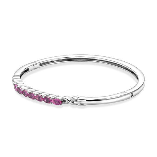 EVER TRUE Ilakaka Rosa Saphir (Fissure gefüllt) Armreif ca. 19 cm 316L Edelstahl ca. 2,51 ct.