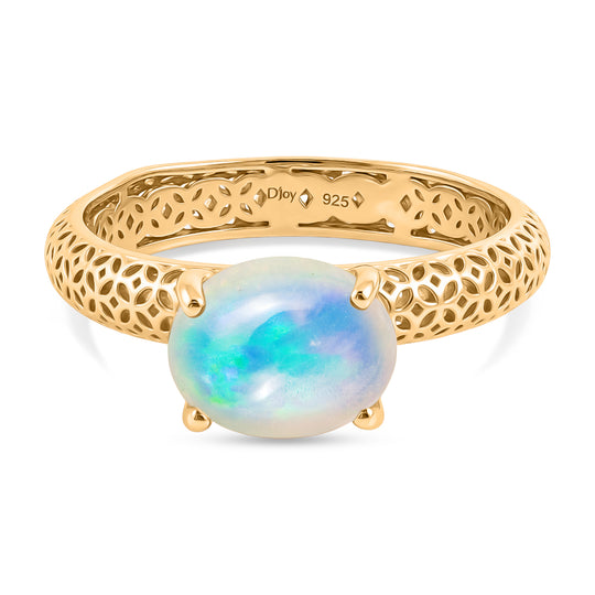 D'Joy AA Natürlicher, äthiopischer Welo Opal Ring 925 Silber 750 Vergoldet (Größe 19.00) ca. 1,28 ct