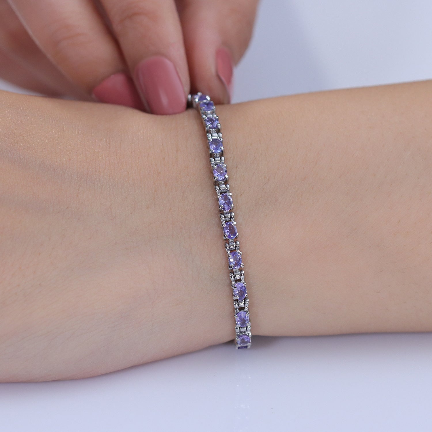 EVER TRUE Tansanit Armband ca. 15 cm + 4 cm Extender, 316L Edelstahl ca. 3,27 ct.