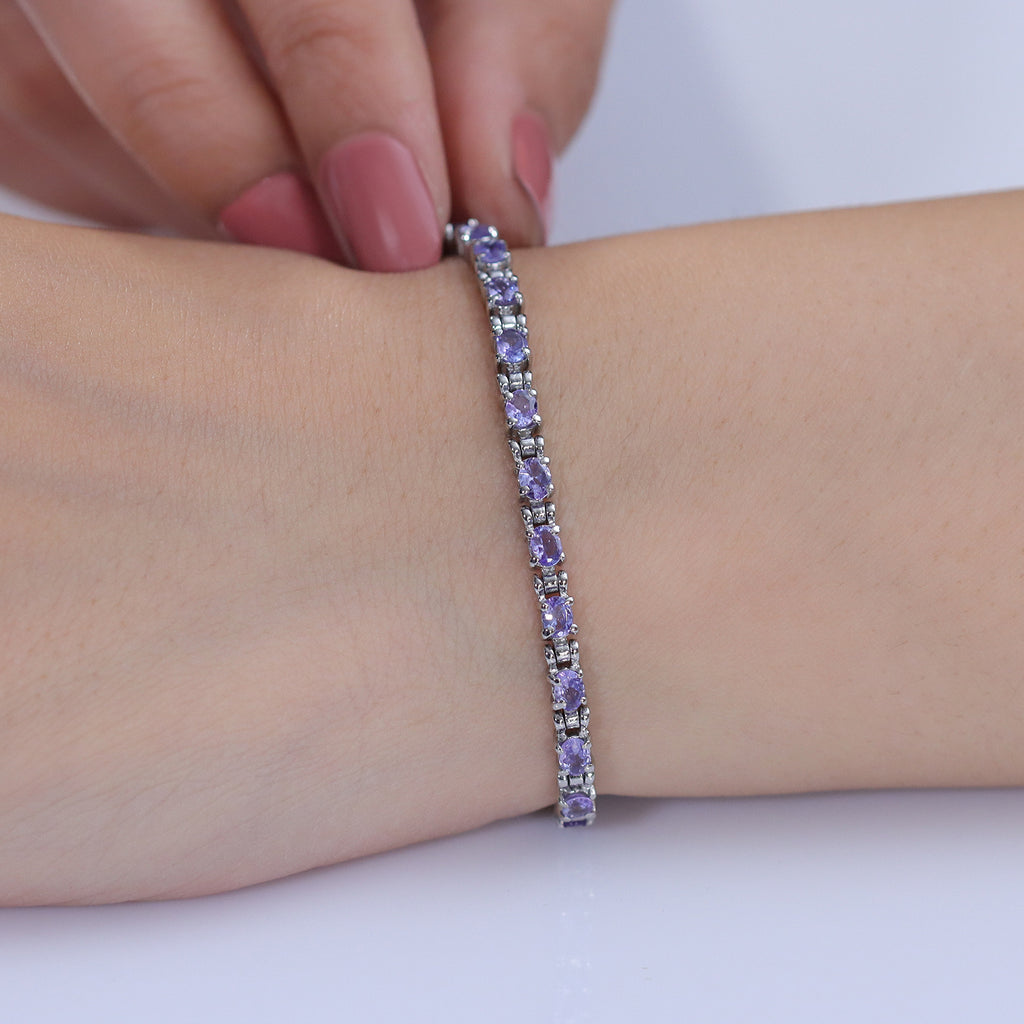 EVER TRUE Tansanit Armband ca. 15 cm + 4 cm Extender, 316L Edelstahl ca. 3,27 ct.