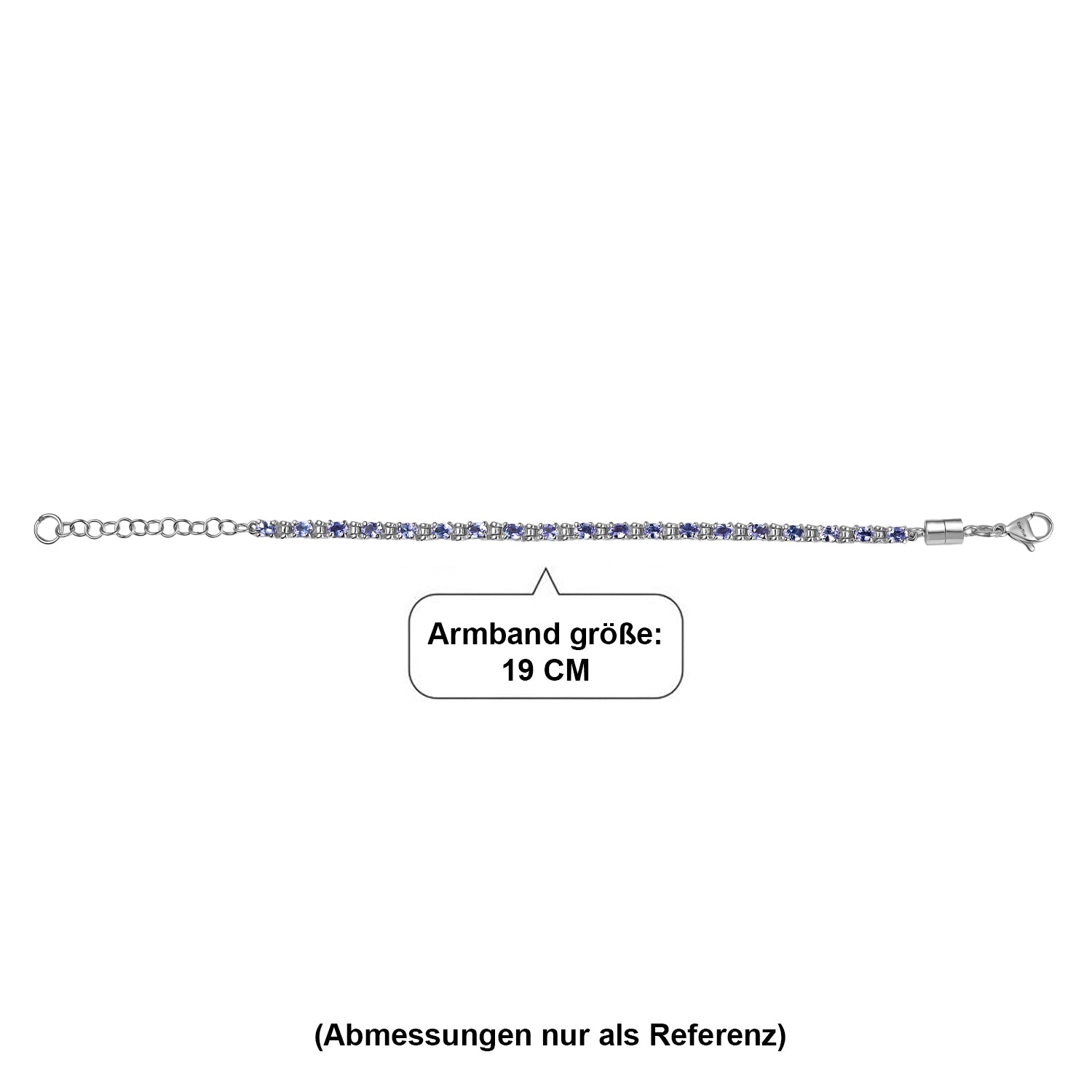 EVER TRUE Tansanit Armband ca. 15 cm + 4 cm Extender, 316L Edelstahl ca. 3,27 ct.