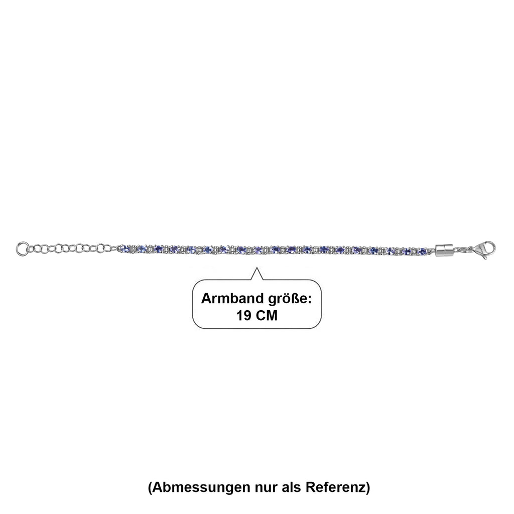 EVER TRUE Tansanit Armband ca. 15 cm + 4 cm Extender, 316L Edelstahl ca. 3,27 ct.