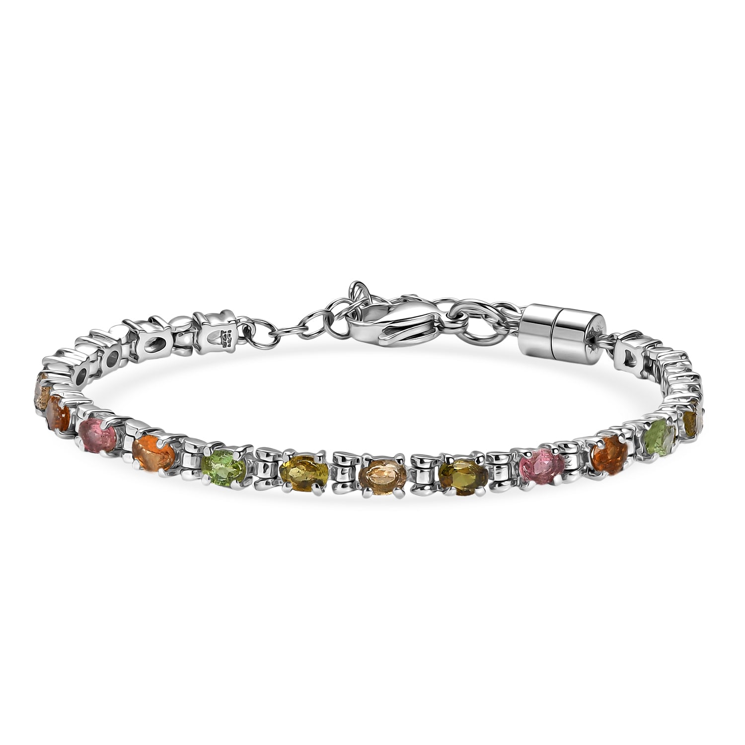 EVER TRUE Mehrfarbig-Turmalin Armband ca. 15 cm + 4 cm Extender, 316L Edelstahl ca. 3,48 ct.
