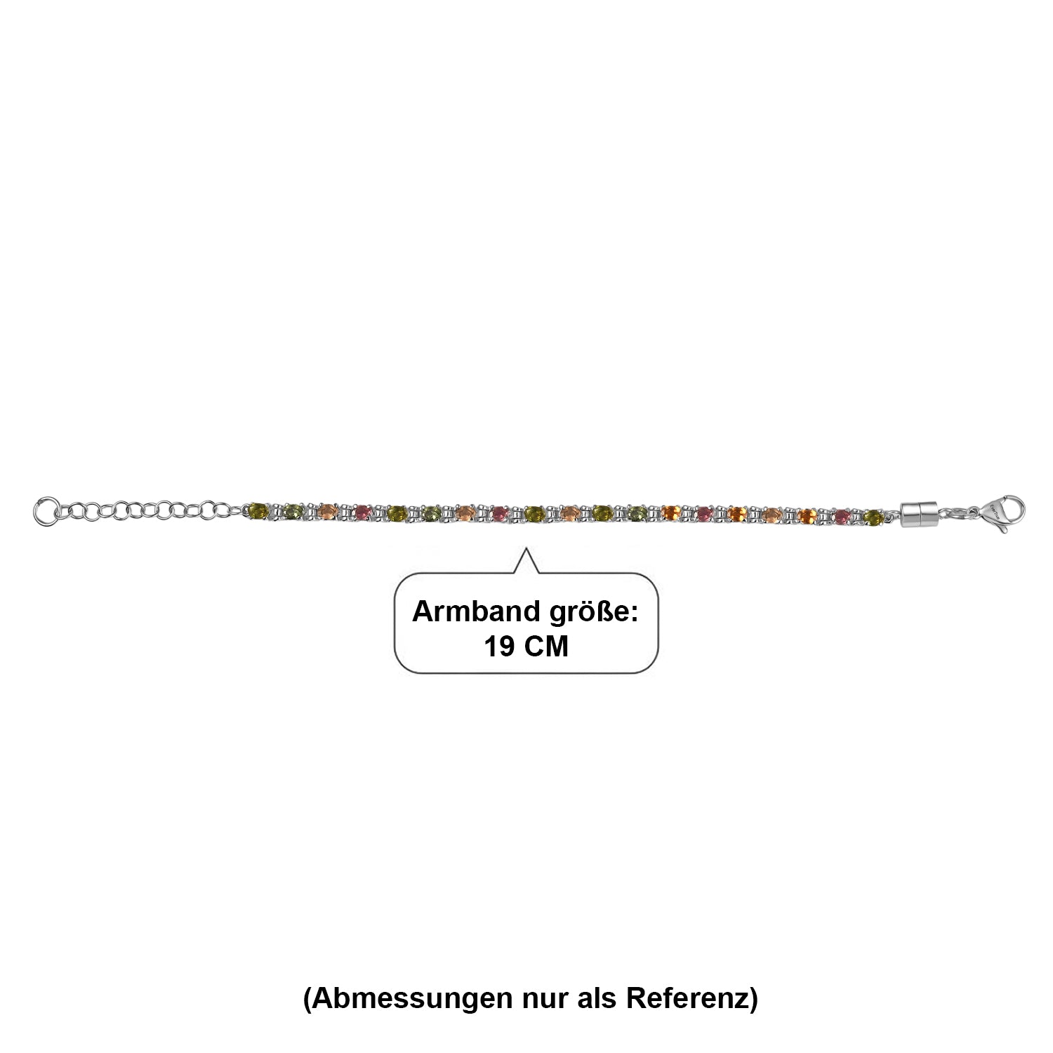 EVER TRUE Mehrfarbig-Turmalin Armband ca. 15 cm + 4 cm Extender, 316L Edelstahl ca. 3,48 ct.