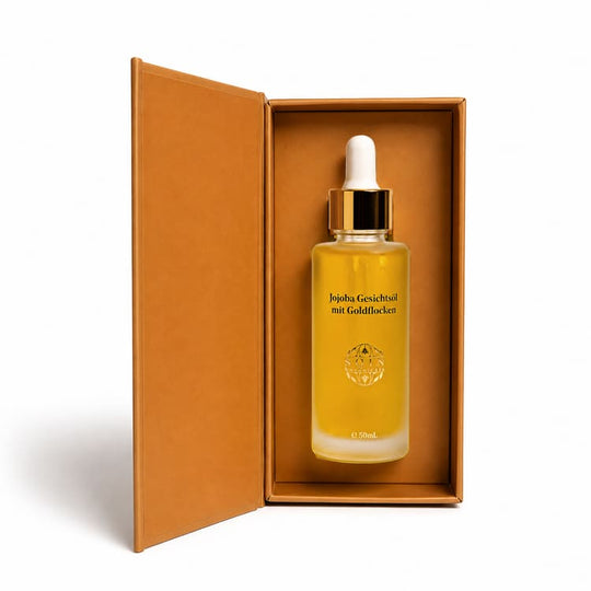 Kaltgepresstes Jojobaöl mit 24 Karat Goldflocken, 50 ml, Gesichtspflege