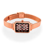 GENOA Uhr mit weißem Zirkonia, japanisches Uhrwerk, 316L Edelstahl, 19 cm, roségoldfarben, 2.00 ct