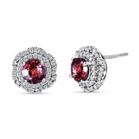 D'Joy AA Himbeer Zirkon, Moissanit AGI zertifiziert Ohrringe 925 Silber Rhodiniert ca. 3,26 ct.