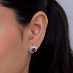 D'Joy AA Himbeer Zirkon, Moissanit AGI zertifiziert Ohrringe 925 Silber Rhodiniert ca. 3,26 ct.