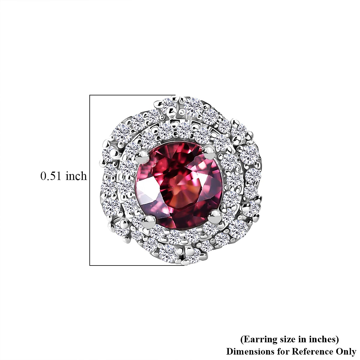 D'Joy AA Himbeer Zirkon, Moissanit AGI zertifiziert Ohrringe 925 Silber Rhodiniert ca. 3,26 ct.