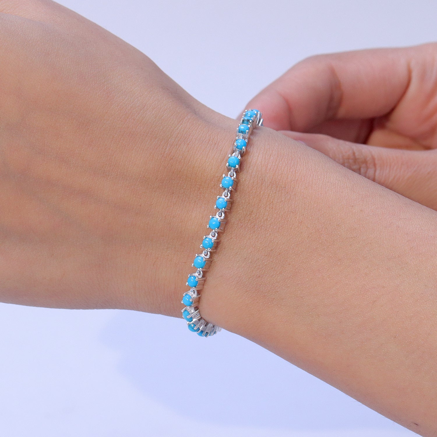 D'Joy AA Sleeping Beauty Türkis Armband ca. 20 cm 925 Silber Rhodiniert ca. 4,03 ct.