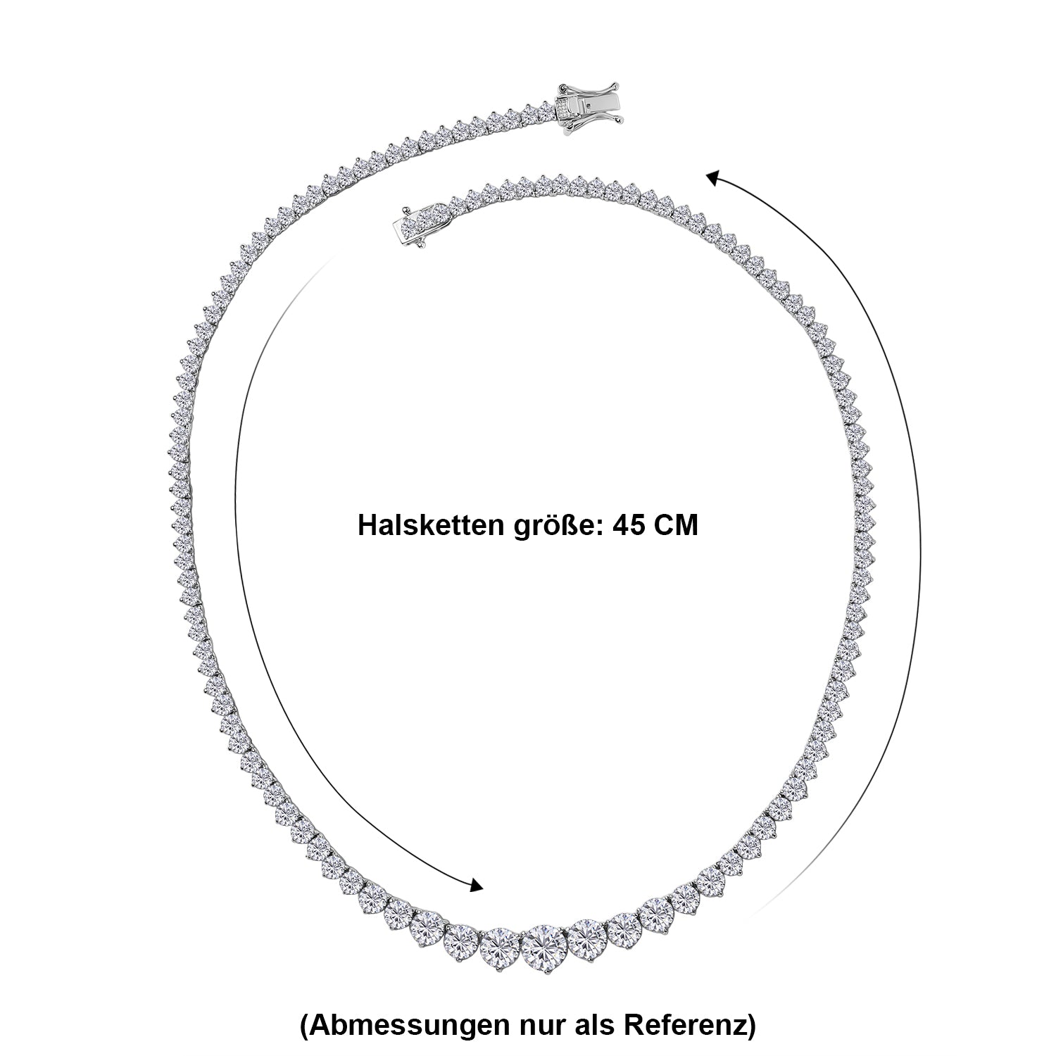 D'Joy Moissanit Halskette ca. 45 cm 925 Silber Rhodiniert ca. 23,57 ct.