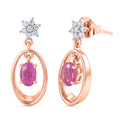 D'Joy Ilakaka Rosa Saphir (Fissure gefüllt), Weißer Zirkon Ohrringe 925 Silber 750 Rosévergoldet ca. 1.61 ct