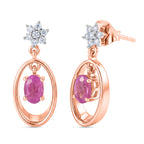 D'Joy Ilakaka Rosa Saphir (Fissure gefüllt), Weißer Zirkon Ohrringe 925 Silber 750 Rosévergoldet ca. 1.61 ct
