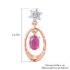 D'Joy Ilakaka Rosa Saphir (Fissure gefüllt), Weißer Zirkon Ohrringe 925 Silber 750 Rosévergoldet ca. 1.61 ct