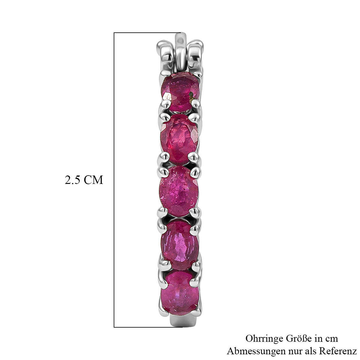 EVER TRUE Afrikanischer Rubin (Fissure gefüllt) Ohrringe 316L Edelstahl ca. 2.82 ct