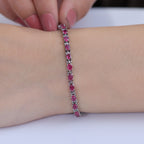 EVER TRUE Afrikanischer Rubin (Fissure gefüllt) Armband ca. 15 cm + 4 cm Extender, 316L Edelstahl ca. 5,36 ct.