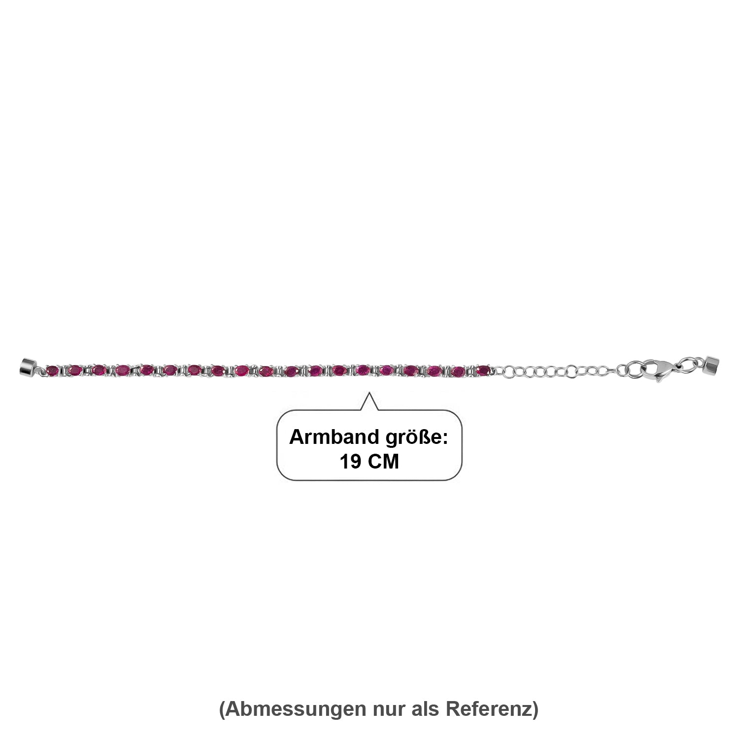 EVER TRUE Afrikanischer Rubin (Fissure gefüllt) Armband ca. 15 cm + 4 cm Extender, 316L Edelstahl ca. 5,36 ct.