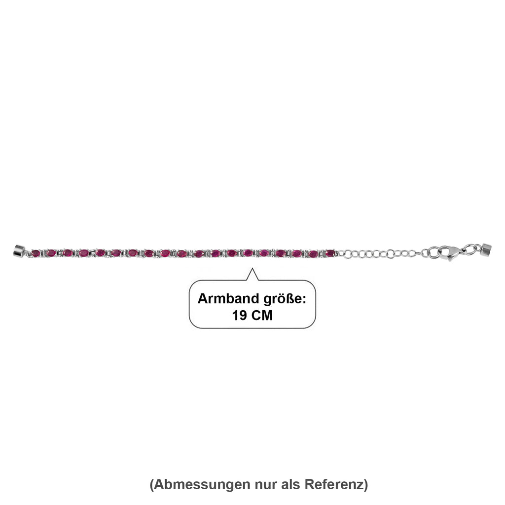 EVER TRUE Afrikanischer Rubin (Fissure gefüllt) Armband ca. 15 cm + 4 cm Extender, 316L Edelstahl ca. 5,36 ct.