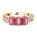 D'Joy Flamingo Mondstein, Moissanit Ring 925 Silber 750 Gelbgold vermeil (Größe 21.00) ca. 2,30 ct