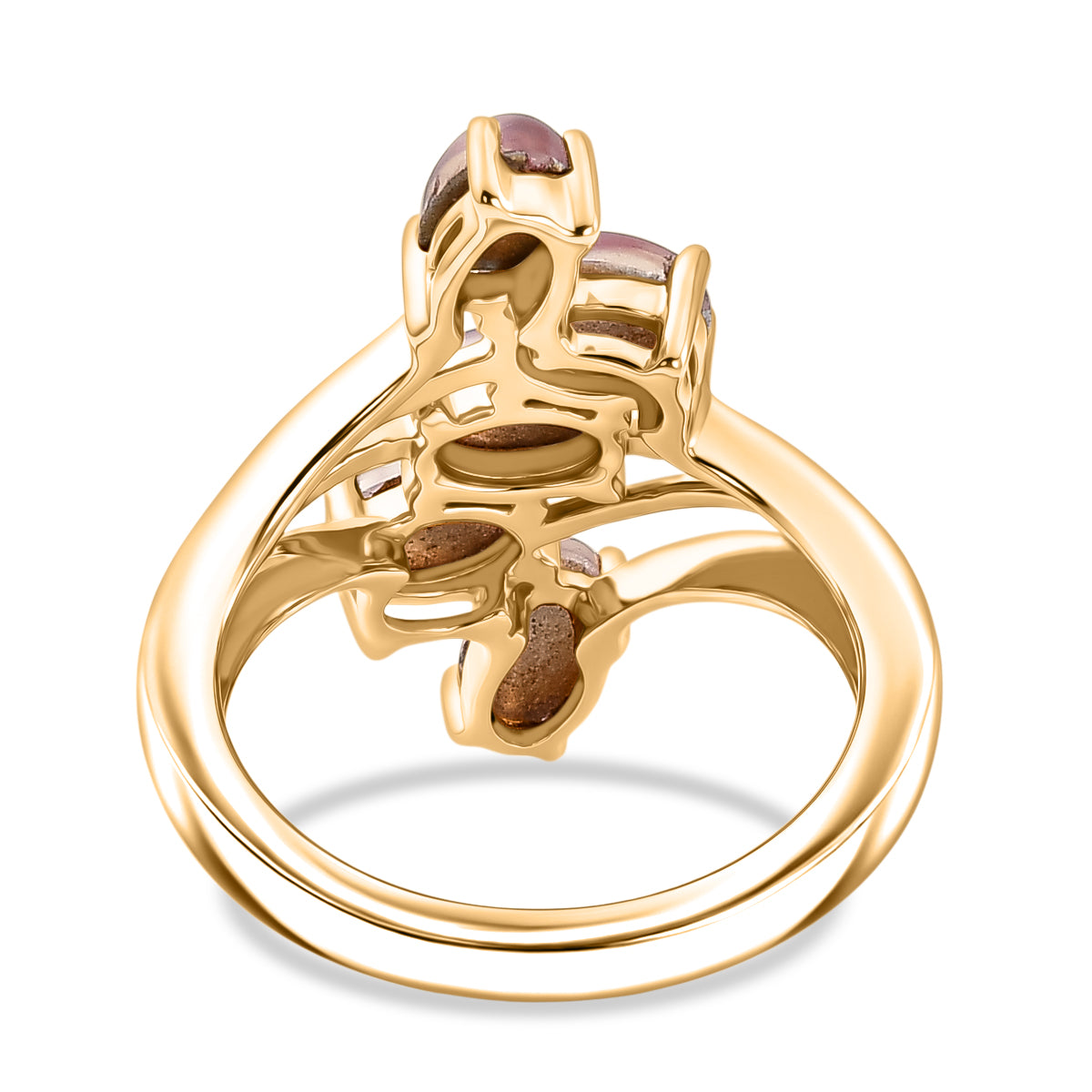 D'Joy Flamingo Mondstein Ring 925 Silber 750 Gelbgold vermeil (Größe 17.00) ca. 3,75 ct