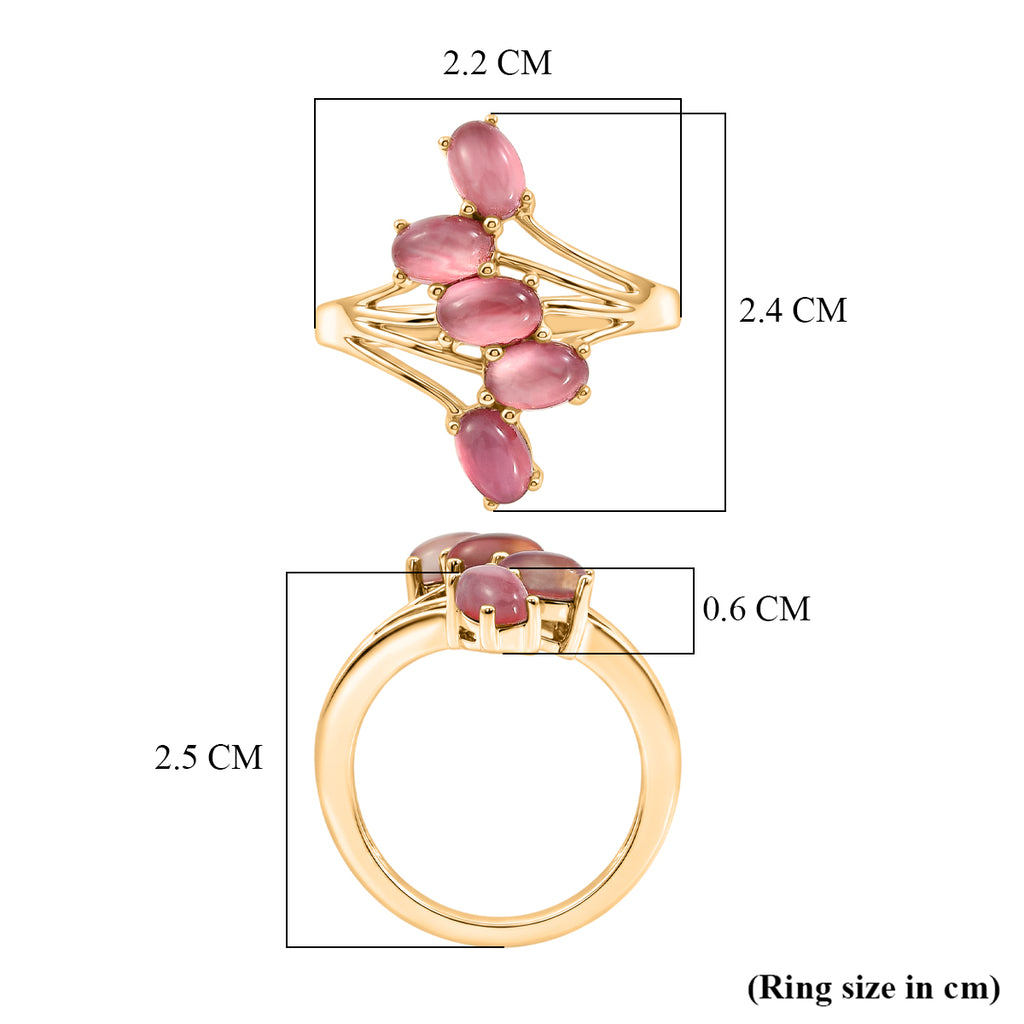 D'Joy Flamingo Mondstein Ring 925 Silber 750 Gelbgold vermeil (Größe 17.00) ca. 3,75 ct