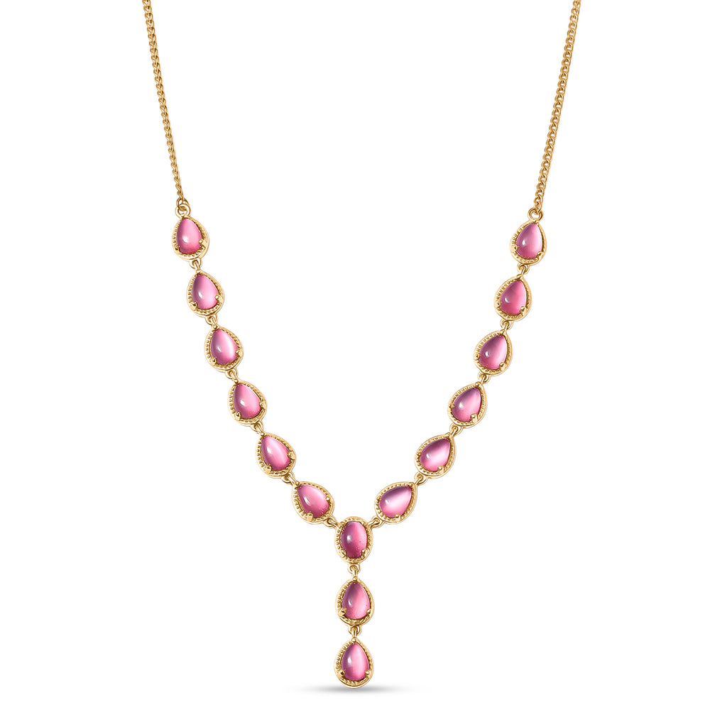D'Joy Flamingo Mondstein Halskette ca. 45 cm 925 Silber 750 Gelbgold vermeil ca. 12,28 ct.