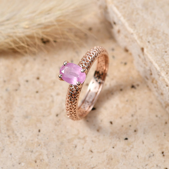 D'Joy Ilakaka Rosa Saphir (Fissure gefüllt) Ring 925 Silber 750 Rosévergoldet (Größe 20.00) ca. 1,21 ct