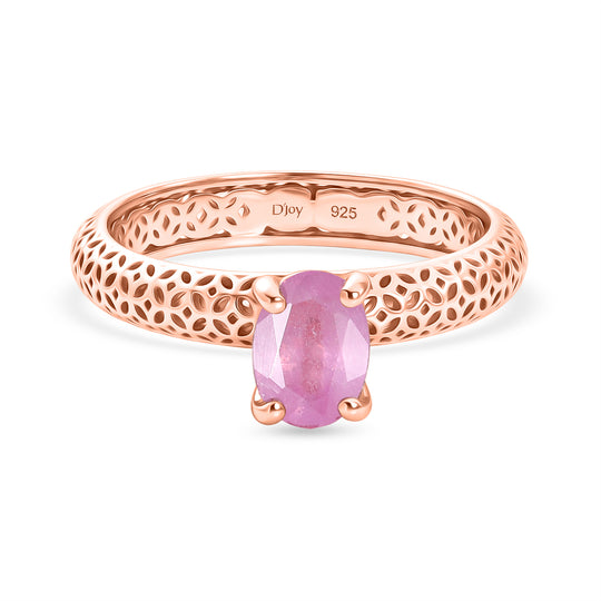 D'Joy Ilakaka Rosa Saphir (Fissure gefüllt) Ring 925 Silber 750 Rosévergoldet (Größe 20.00) ca. 1,21 ct