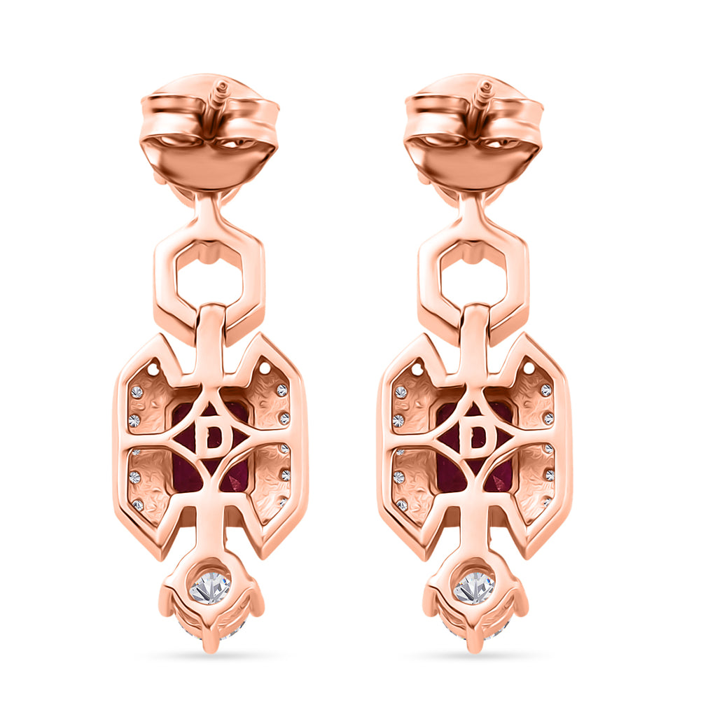 D'Joy Ilakaka Rosa Saphir (Fissure gefüllt), Weißer Zirkon Ohrringe 925 Silber 750 Rosévergoldet ca. 2,49 ct.