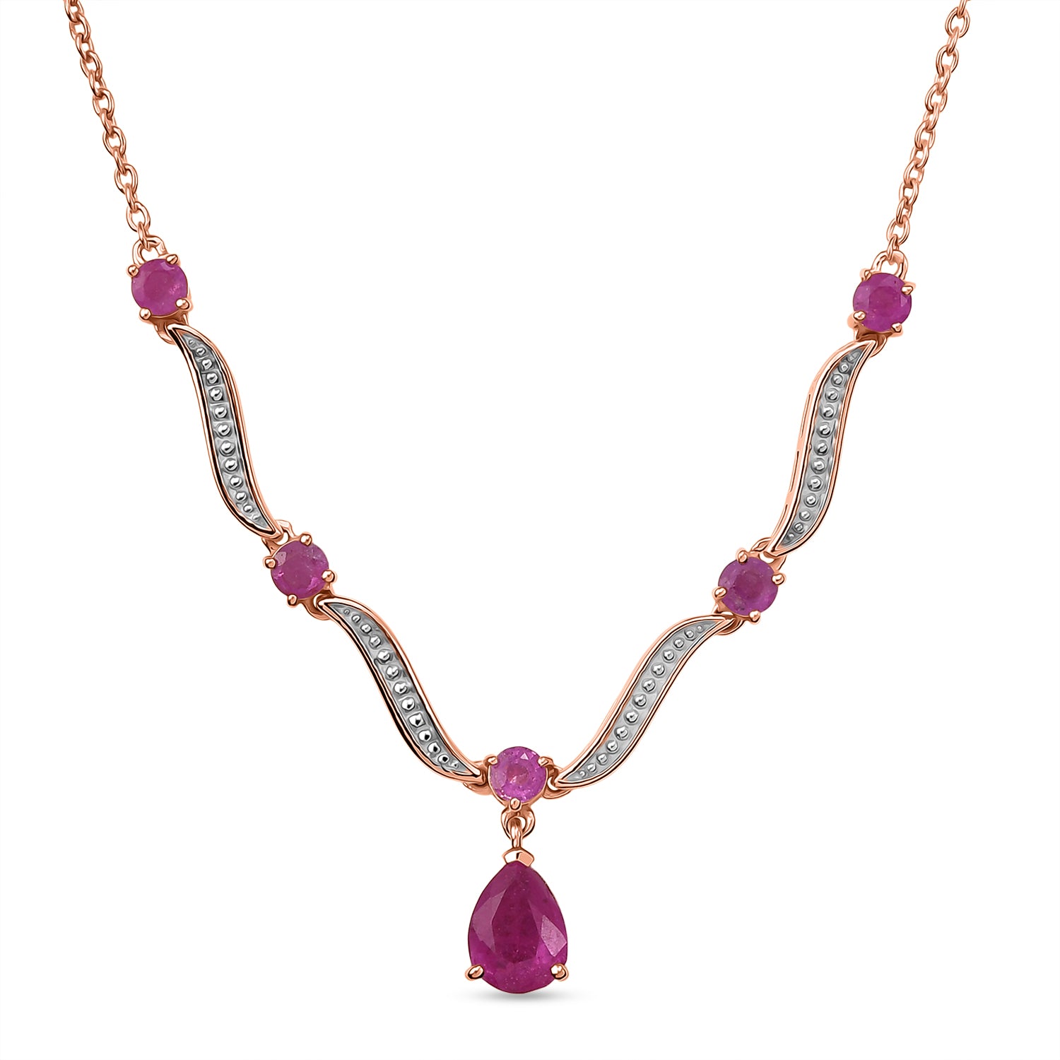 D'Joy Ilakaka Rosa Saphir (Fissure gefüllt) Halskette ca. 50 cm 925 Silber 750 Roségold vermeil ca. 3,20 ct.