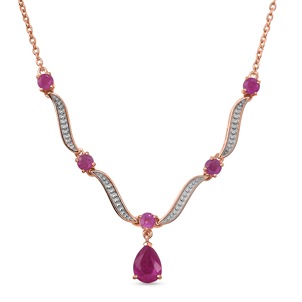 D'Joy Ilakaka Rosa Saphir (Fissure gefüllt) Halskette ca. 50 cm 925 Silber 750 Roségold vermeil ca. 3,20 ct.