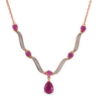 D'Joy Ilakaka Rosa Saphir (Fissure gefüllt) Halskette ca. 50 cm 925 Silber 750 Roségold vermeil ca. 3,20 ct.