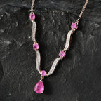 D'Joy Ilakaka Rosa Saphir (Fissure gefüllt) Halskette ca. 50 cm 925 Silber 750 Roségold vermeil ca. 3,20 ct.