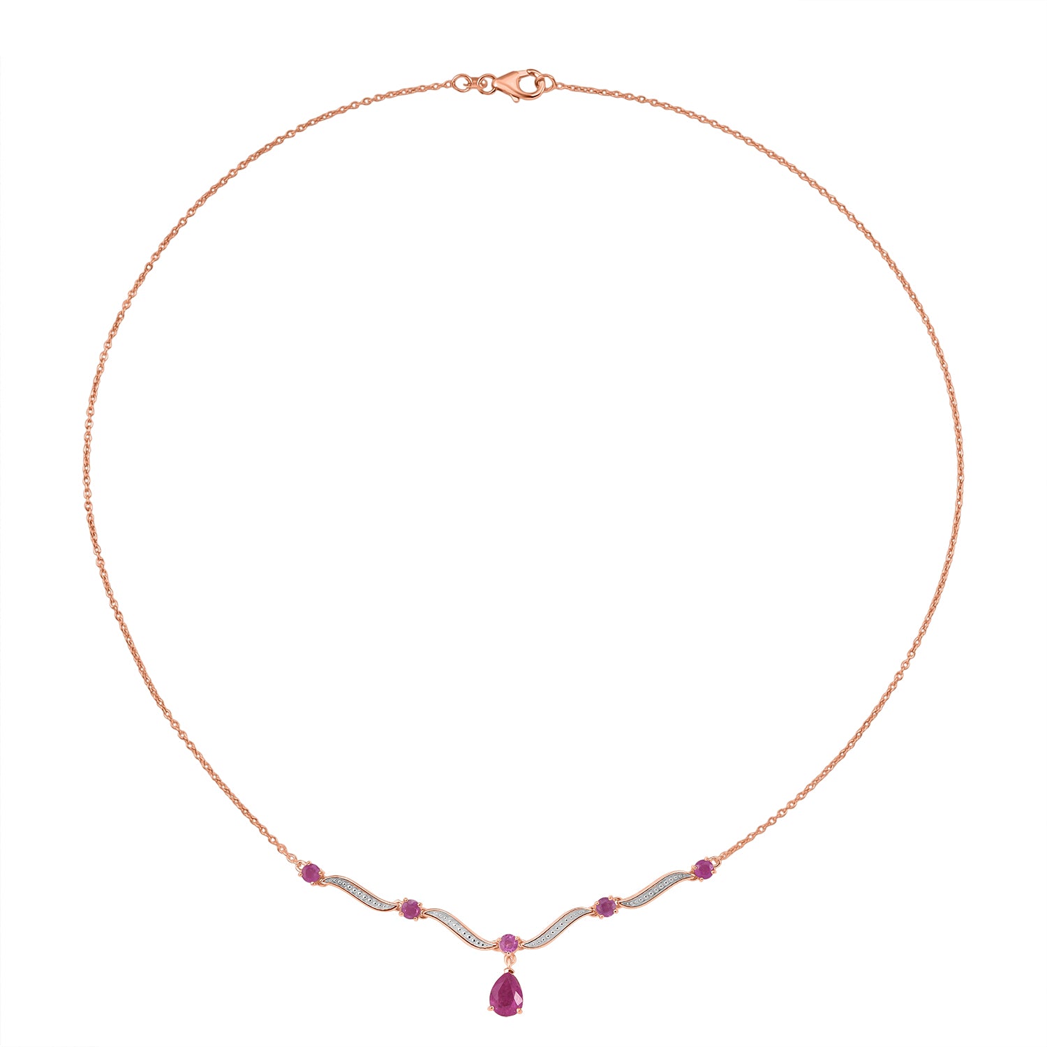 D'Joy Ilakaka Rosa Saphir (Fissure gefüllt) Halskette ca. 50 cm 925 Silber 750 Roségold vermeil ca. 3,20 ct.