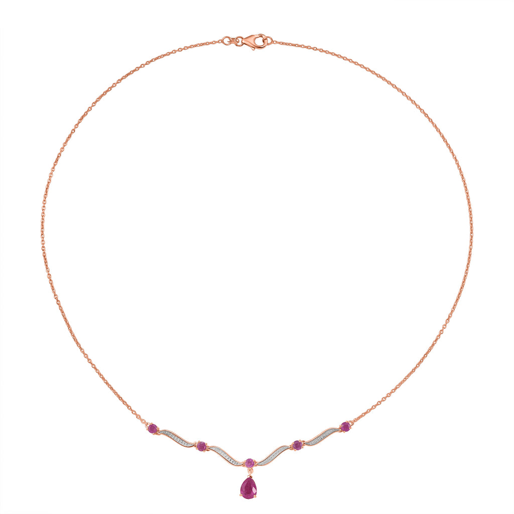 D'Joy Ilakaka Rosa Saphir (Fissure gefüllt) Halskette ca. 50 cm 925 Silber 750 Roségold vermeil ca. 3,20 ct.