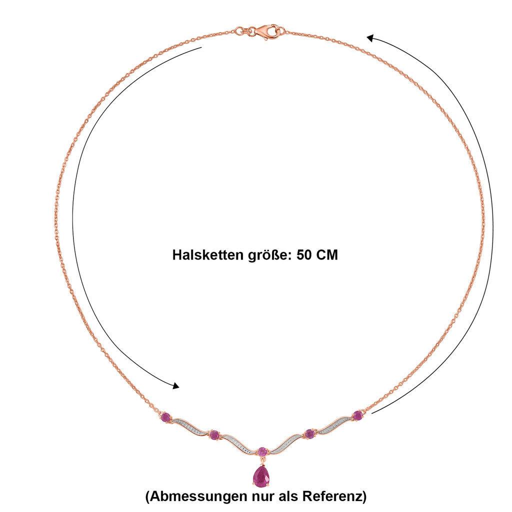 D'Joy Ilakaka Rosa Saphir (Fissure gefüllt) Halskette ca. 50 cm 925 Silber 750 Roségold vermeil ca. 3,20 ct.
