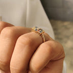 LUXURIANT DIAMOND - Lab Grown Blauer Diamant SI, Lab Grown Rosa Diamant Ring 925 Silber 750 Gelbgold vermeil (Größe 19.00) ca. 0,50 ct