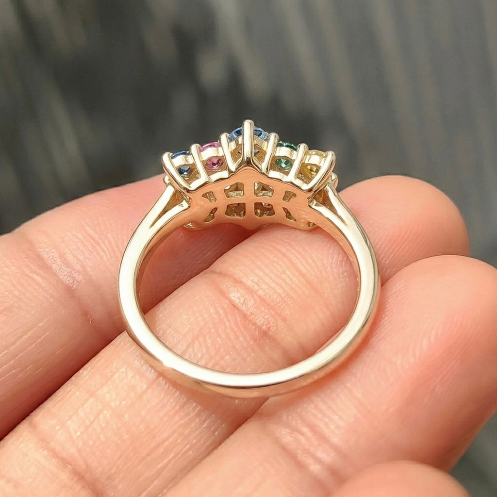 LUXURIANT DIAMOND - Lab Grown Blauer Diamant SI, Lab Grown Rosa Diamant Ring 925 Silber 750 Gelbgold vermeil (Größe 19.00) ca. 0,50 ct