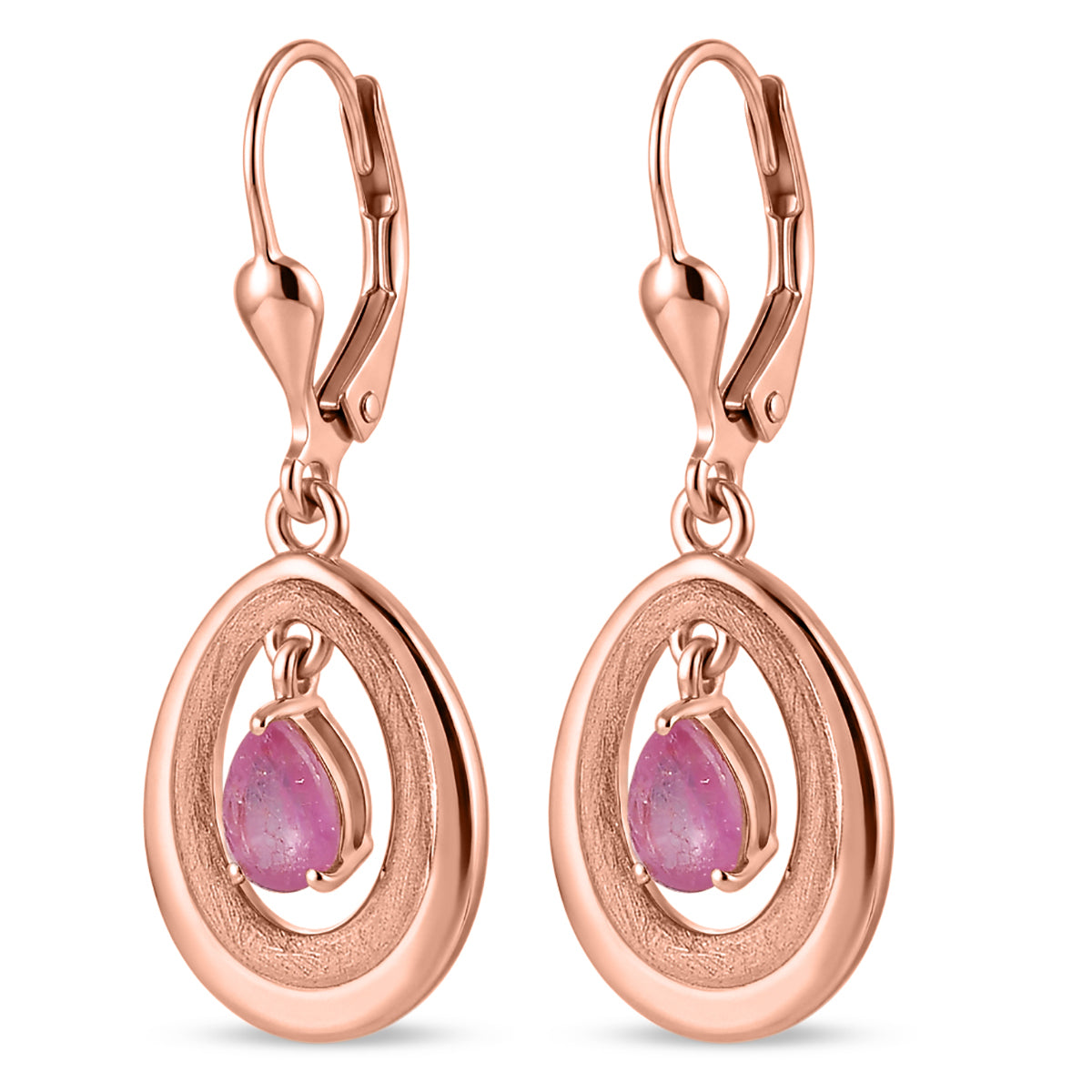 D'Joy Ilakaka Rosa Saphir (Fissure gefüllt) Ohrringe 925 Silber 750 Rosévergoldet ca. 1.32 ct
