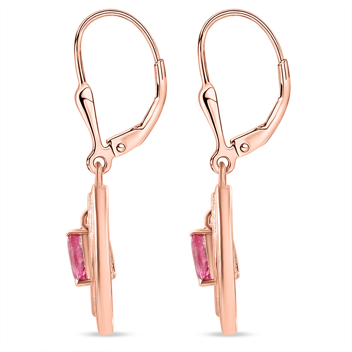D'Joy Ilakaka Rosa Saphir (Fissure gefüllt) Ohrringe 925 Silber 750 Rosévergoldet ca. 1.32 ct
