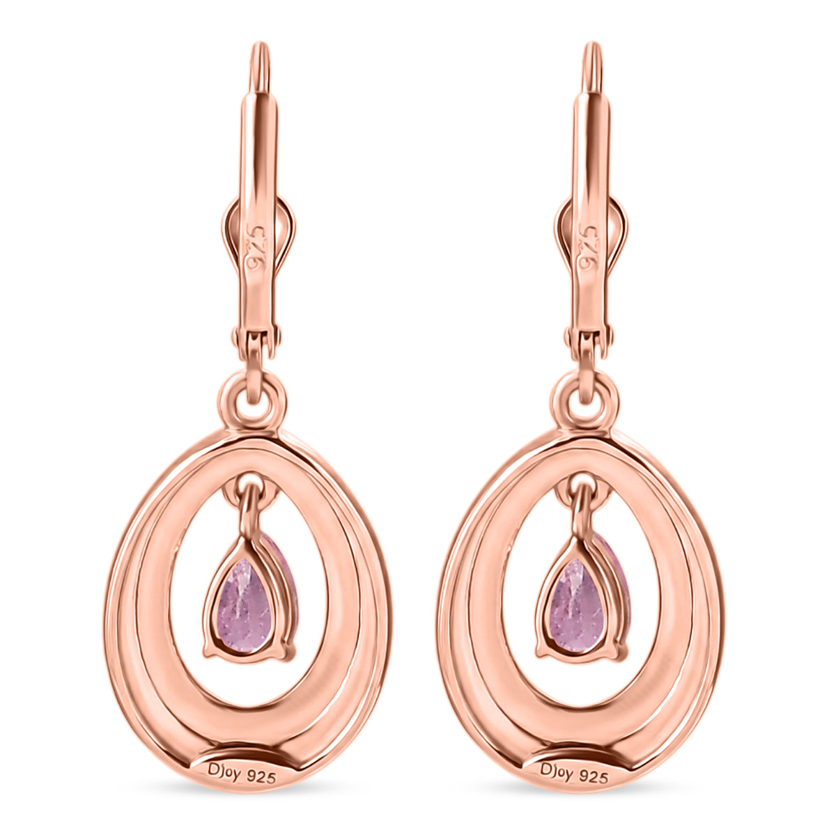 D'Joy Ilakaka Rosa Saphir (Fissure gefüllt) Ohrringe 925 Silber 750 Rosévergoldet ca. 1.32 ct