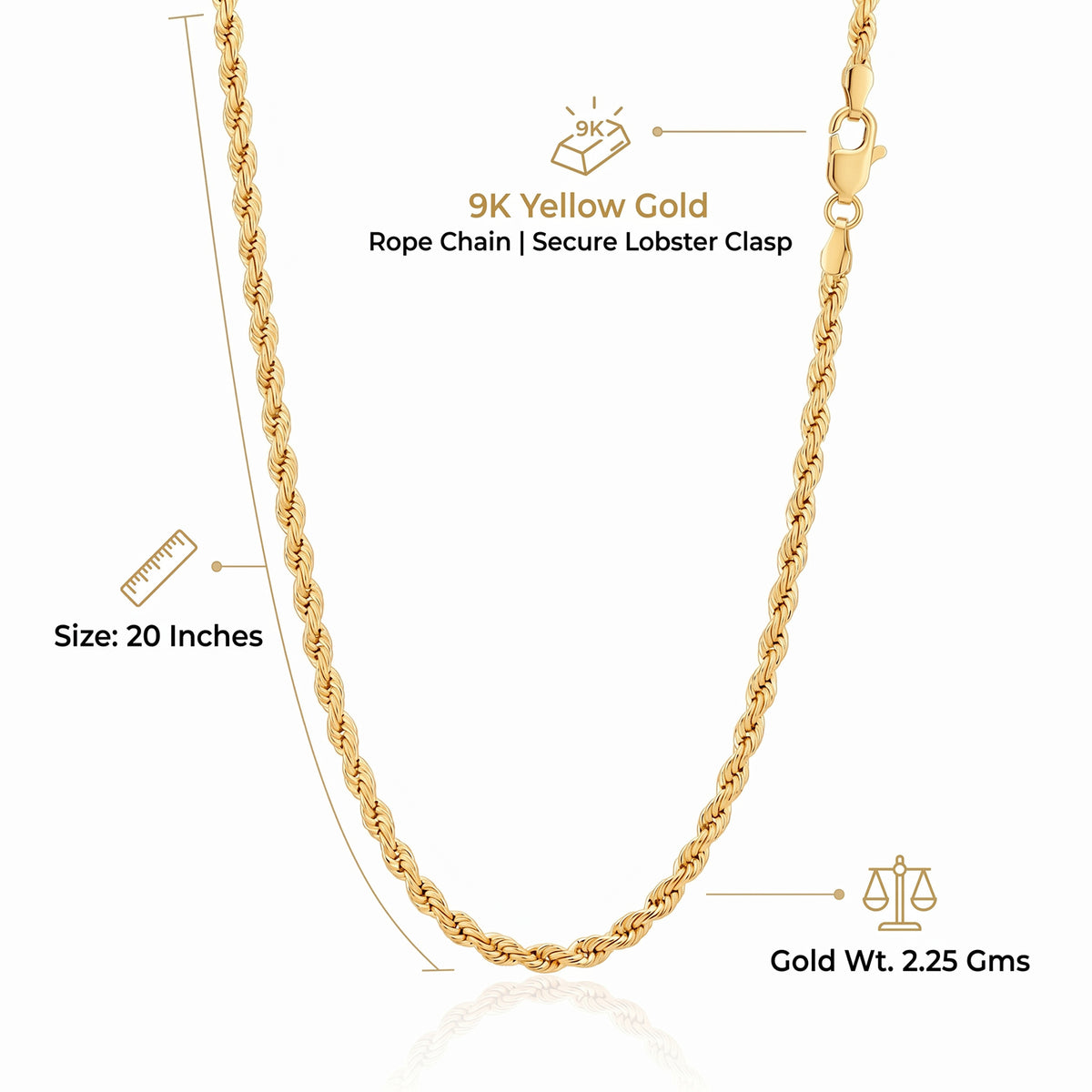 375 Gold Kette ca. 50 cm ca. 2,25g