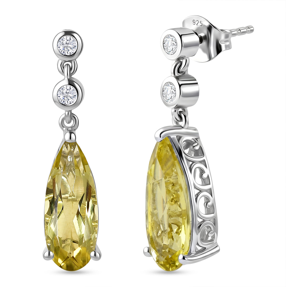 D'Joy AAA Ouro Verde-Quarz, Moissanit Ohrringe 925 Silber Rhodiniert ca. 5,87 ct.