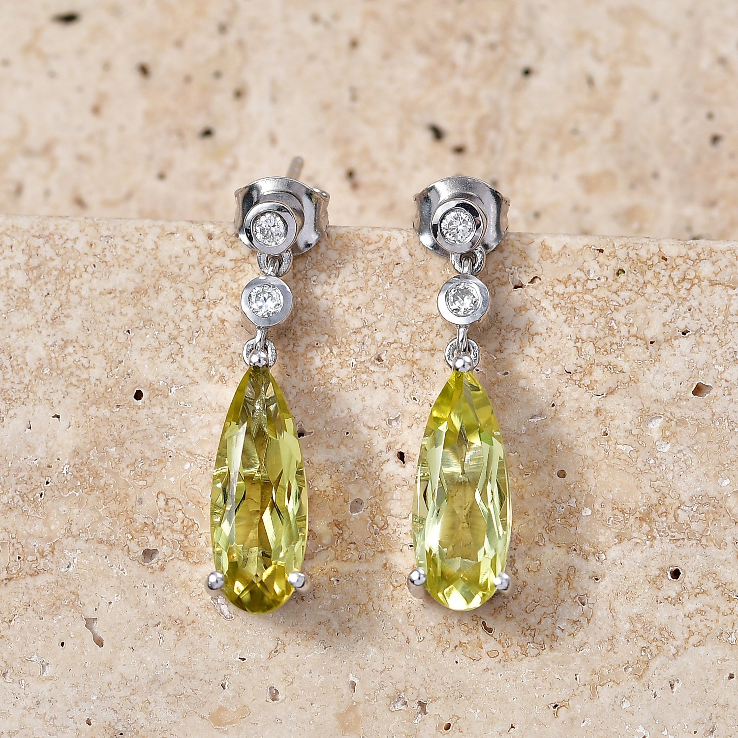 D'Joy AAA Ouro Verde-Quarz, Moissanit Ohrringe 925 Silber Rhodiniert ca. 5,87 ct.