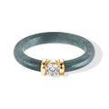 EXTREM SELTEN - Type A Natürlicher Olmek Jadeit, Lab Grown Diamant (0,26 CT) Ring 925 Silber Vergoldet (Größe 17.00) ca. 5.89 ct