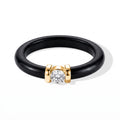 D'Joy Schwarze Jade, Lab Grown Diamant Ring 925 Silber Vergoldet (Größe 16.00) ca. 5,59 ct