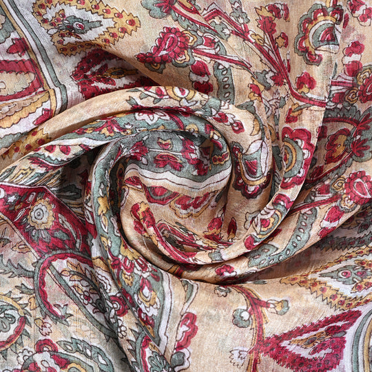 LA MAREY Seidenschal mit Paisley Design, 100% Seide, 49 x 160 cm, Gelb