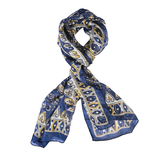 LA MAREY Seidenschal mit Paisley Design, 100% Seide, 49 x 160 cm, Gelb